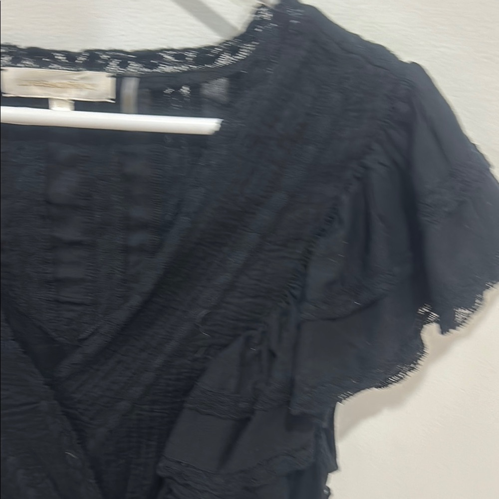 LoveShackFancy Black Ruffled Mini Dress - Picture 3 of 10